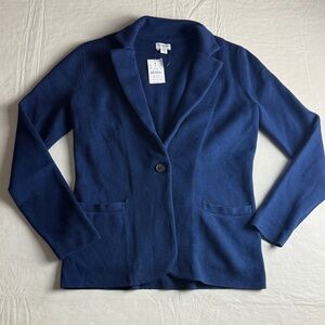 J. Crew Women's Deep Blue Long Sleeve Sweater Blazer Size XS NWT